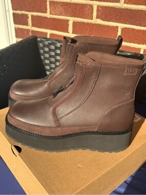 UGG Brown Platform Front-Zip Boots
